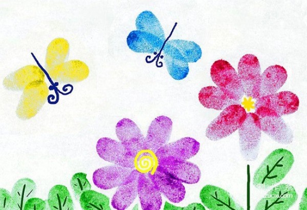 Fingerprint creative painting, a creative handicraft suitable for children