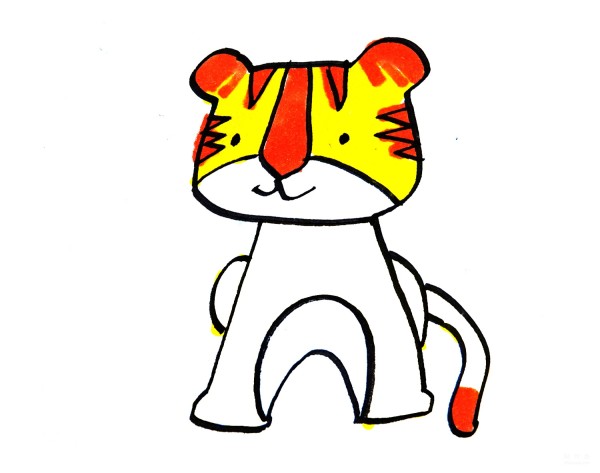 Learn to draw simple strokes, tutorial on how to draw a little tiger