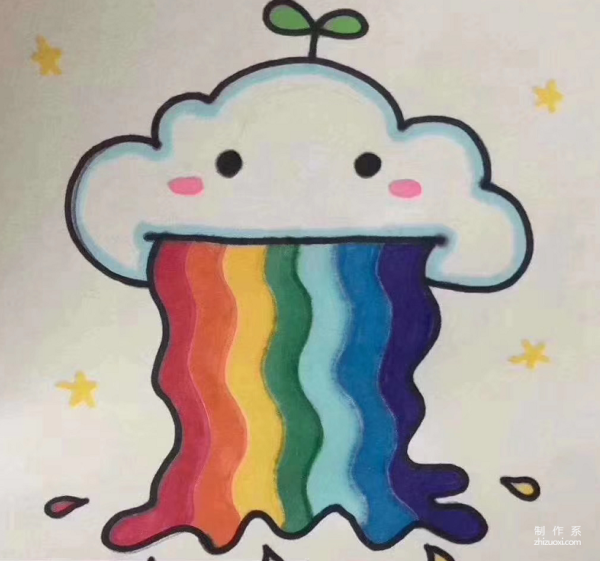 Learn to draw simple drawings, simple drawings of rainbow clouds