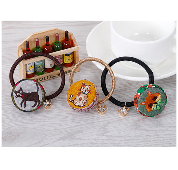 Infinitely creative and cute ZAKKA style embroidered animal hair tie