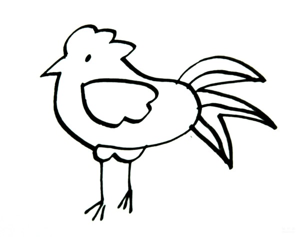 Learn to draw simple strokes, cute little rooster