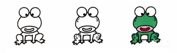 Learn to draw simple drawings, big-mouthed little frogs