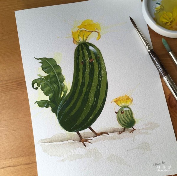 Interesting anthropomorphic vegetable and fruit illustration picture book