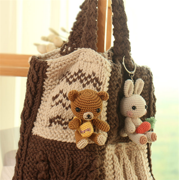 Creative crochet DIY woolen dolls Carrot Rabbit and Honey Bear