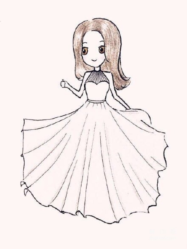 Sharing of the simple drawing style of the little fairys beautiful colored lead wedding dress character