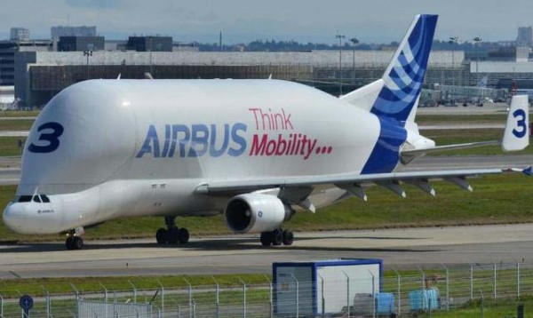 The super-giant transport plane known as the Great White Whale can swallow a Boeing passenger plane