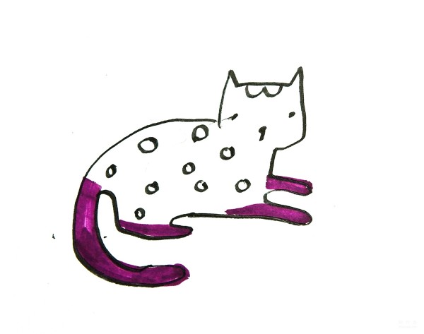 Learn to draw simple strokes, leopard print kitten