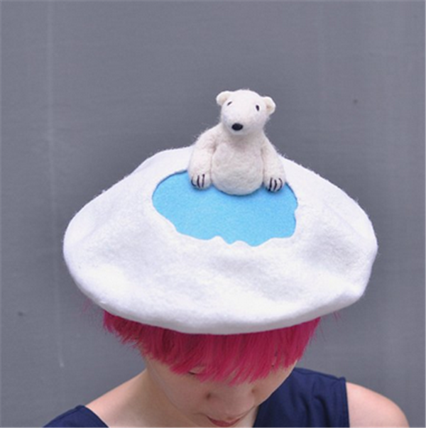 Three cute little animal hats creatively made from handmade wool felt DIY