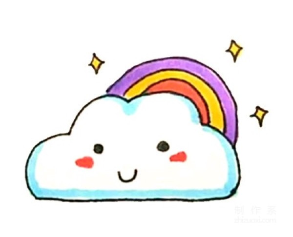 Learn to draw simple drawings, cartoon rainbow clouds