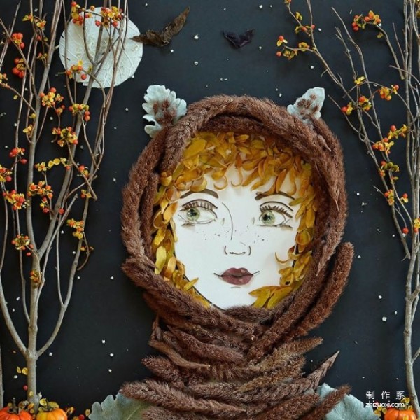 Artist Vicki Rawlins creates portraits using branches and flowers