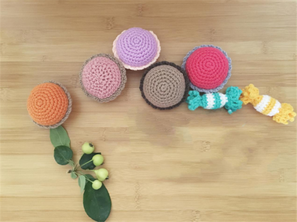 Handmade crochet DIY cute and sweet macarons and candies