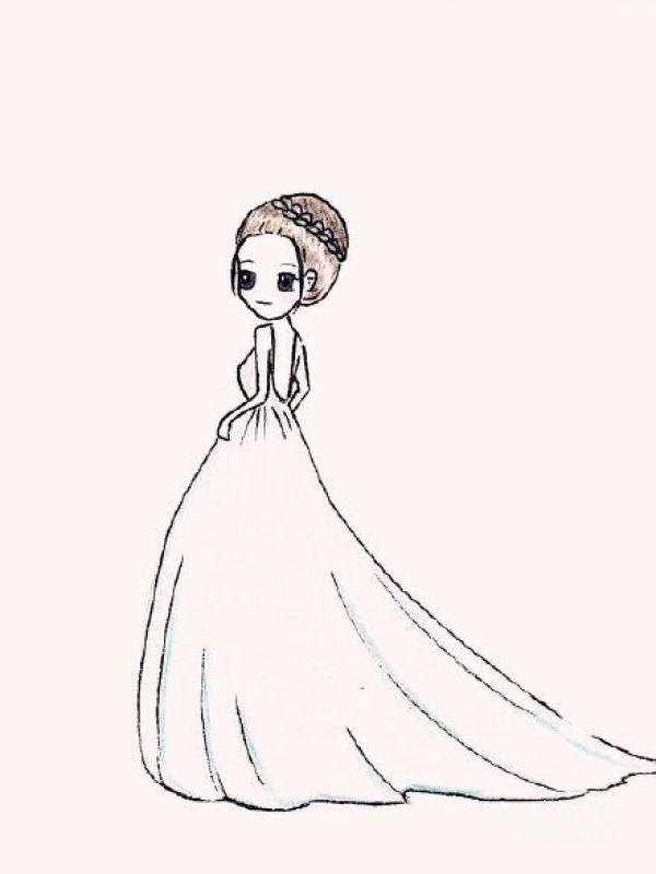 Sharing of the simple drawing style of the little fairys beautiful colored lead wedding dress character