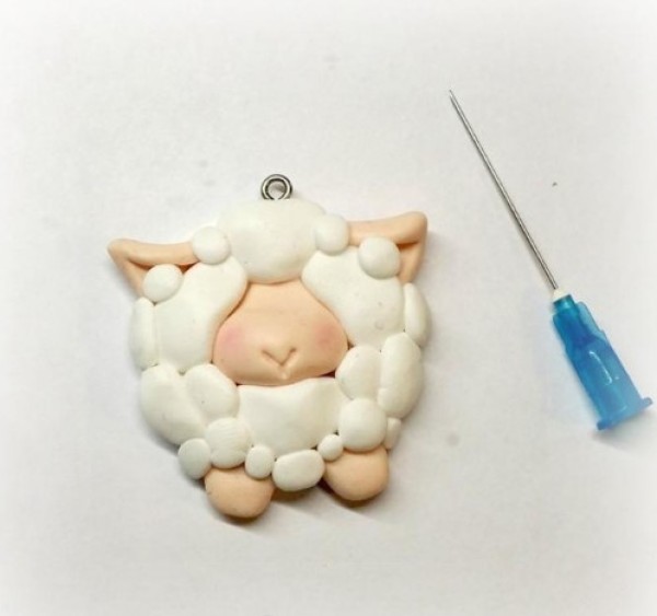 How to make clay lamb pendant, handmade tutorial for primary school students