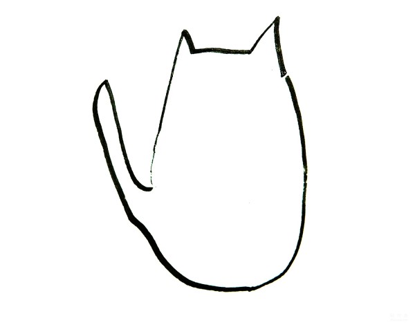 Learn to draw simple strokes, cat with tail