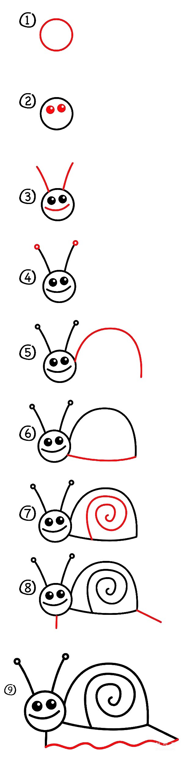 Learn to draw simple strokes, little snail