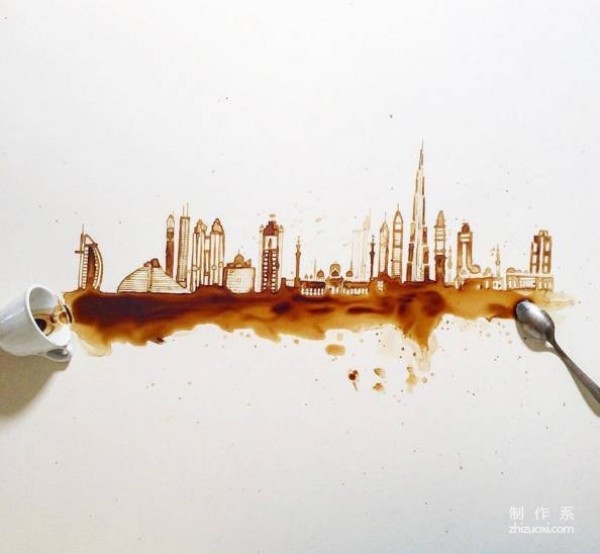 The girl accidentally spilled a cup of coffee, but she made some art