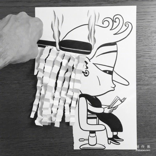 Creative interaction between illustration and drawing paper, from Danish artist Husk MitNavn