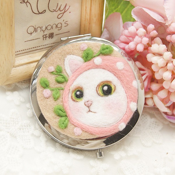 Poke Le handmade DIY creative wool felt cute jetoy cat makeup mirror