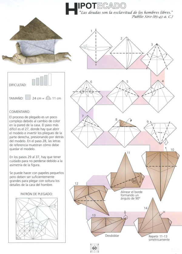 Paper art hand-made origami art, HIPOTECADOs versatile origami House Slave is so vivid. Illustrated tutorial on hand-made origami