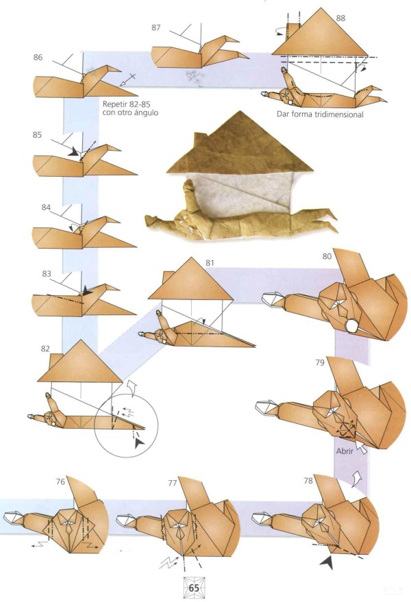 Paper art hand-made origami art, HIPOTECADOs versatile origami House Slave is so vivid. Illustrated tutorial on hand-made origami