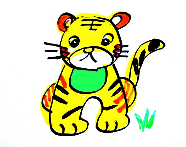 Learn to draw simple drawings, big tiger