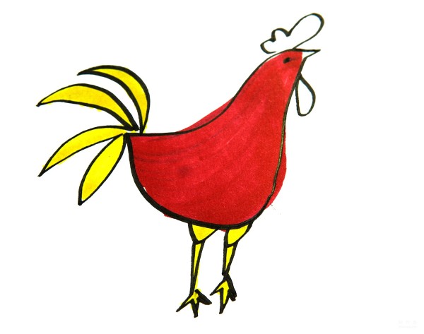 Learn to draw a simple drawing of a brave big rooster