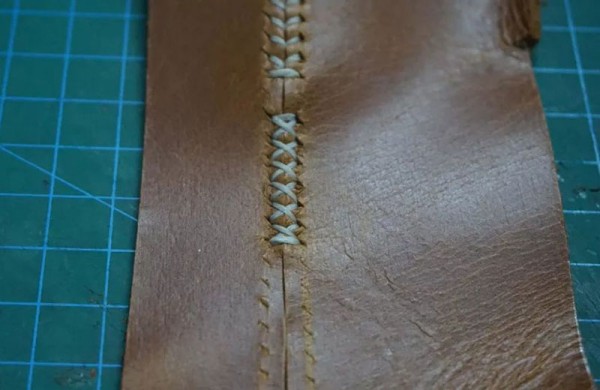 Handmade leather stitching