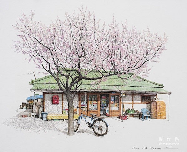 It turns out that grocery stores can be so beautiful and fresh. Illustrations of street shops from Korea.