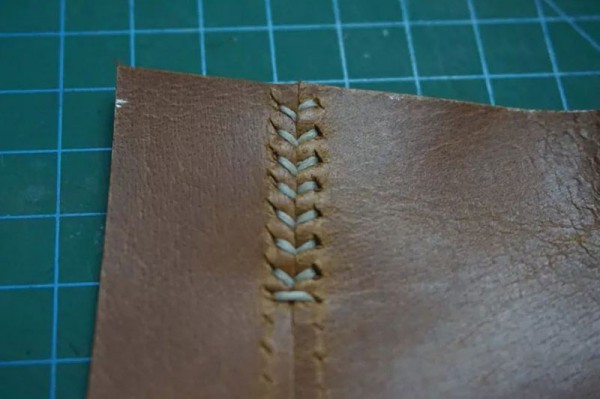 Handmade leather stitching