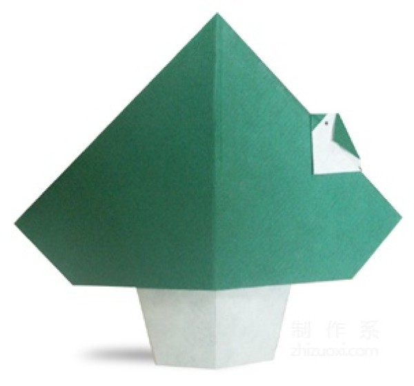 A little bird perched on a tree. How to make origami of a little bird perched on a tree.