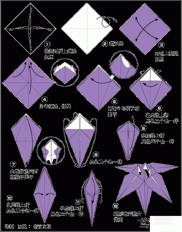 Illustrated tutorial on how to make origami iris for children