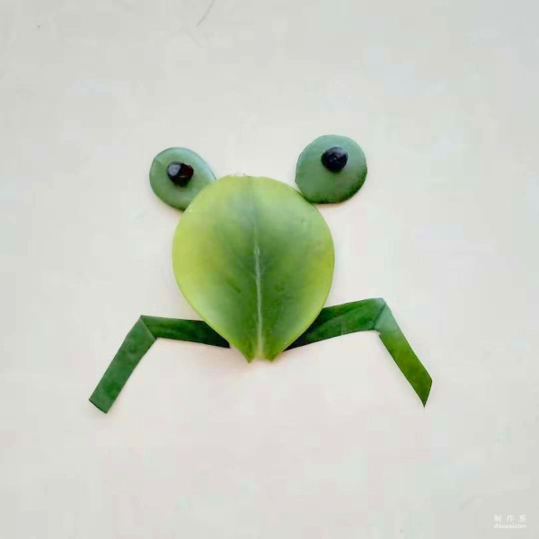 Illustration of the handmade method of leaf stickers of a cute and naughty little frog