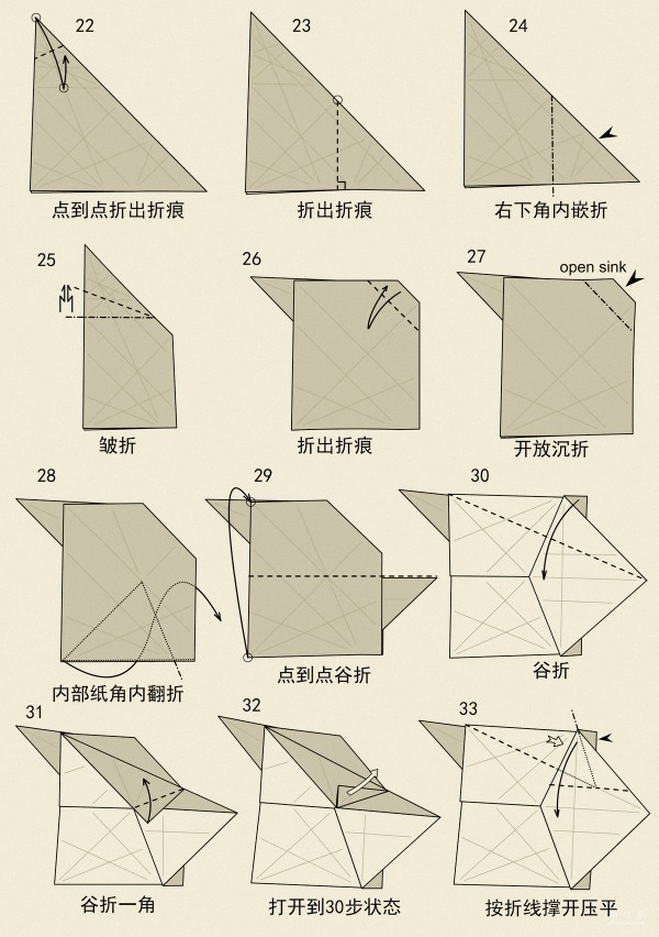 Bull origami, manual origami method of the zodiac sign Ox