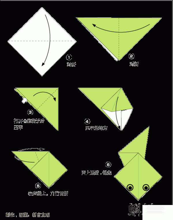 Graphical tutorial on how to make origami tadpoles for children