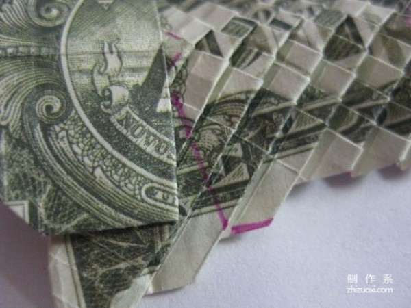 Detailed tutorial of dollar carp origami banknote real shot pictures