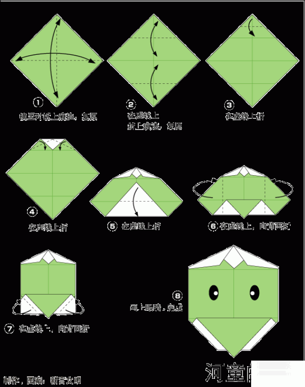 Origami method of kappa face tutorial with pictures and text