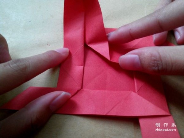 Illustration of DIY origami method of beautiful windmill rose flower