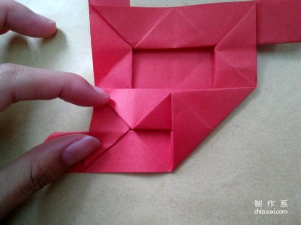 Illustration of DIY origami method of beautiful windmill rose flower