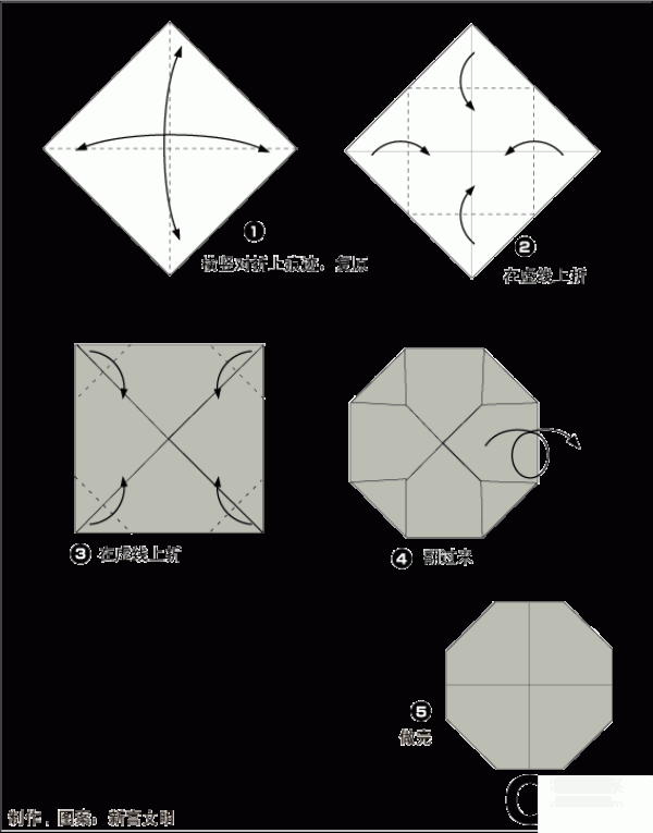 Illustrated origami tutorial for the English letter O