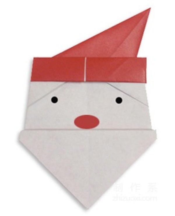 Illustrated tutorial on how to make origami Santa’s face