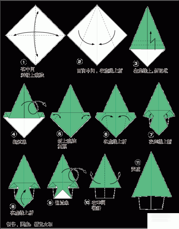 Origami method of plant origami tree