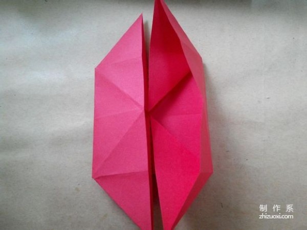 Illustration of DIY origami method of beautiful windmill rose flower