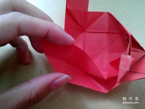 Illustration of DIY origami method of beautiful windmill rose flower