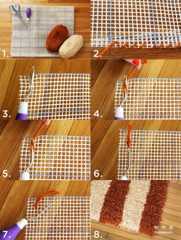 Hand weaving method of woolen colored carpet