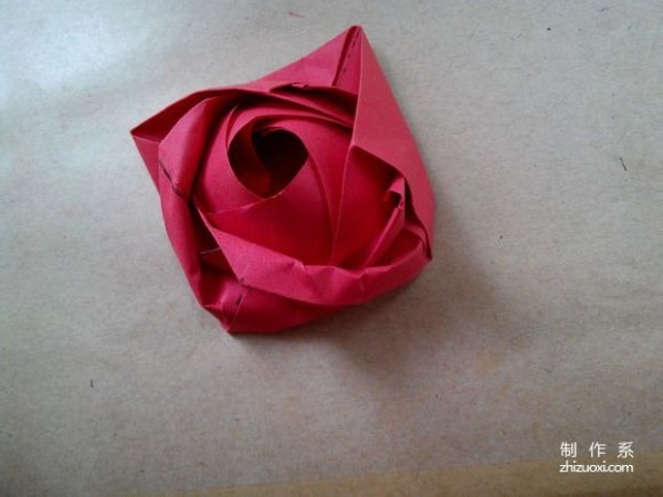 Illustration of DIY origami method of beautiful windmill rose flower