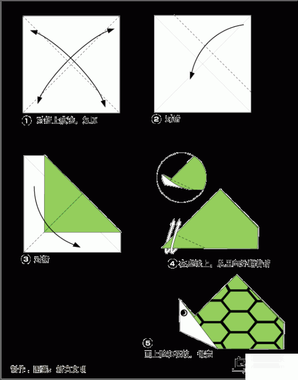 Cute turtle origami method for children