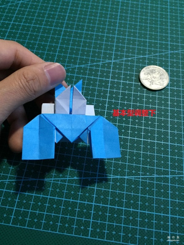 Real-life tutorial on origami Chirulian with complex origami cartoon characters