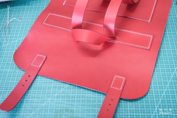 Red leather backpack diy handmade steps