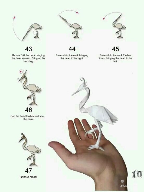 A cute egret origami picture tutorial