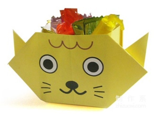 How to make origami kitten storage box